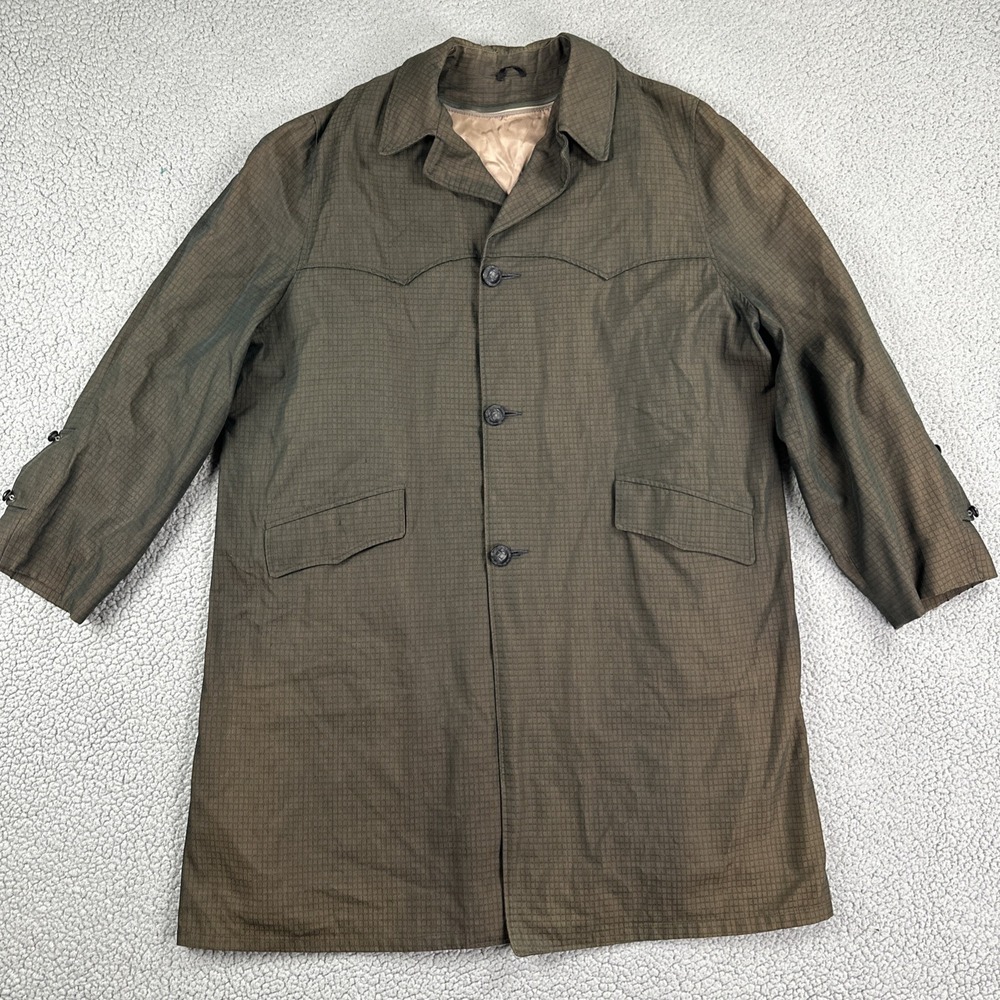 VTG Best Coat Co Season Mates All Weather Over Coat Men 52 Green Lined Rip Stop